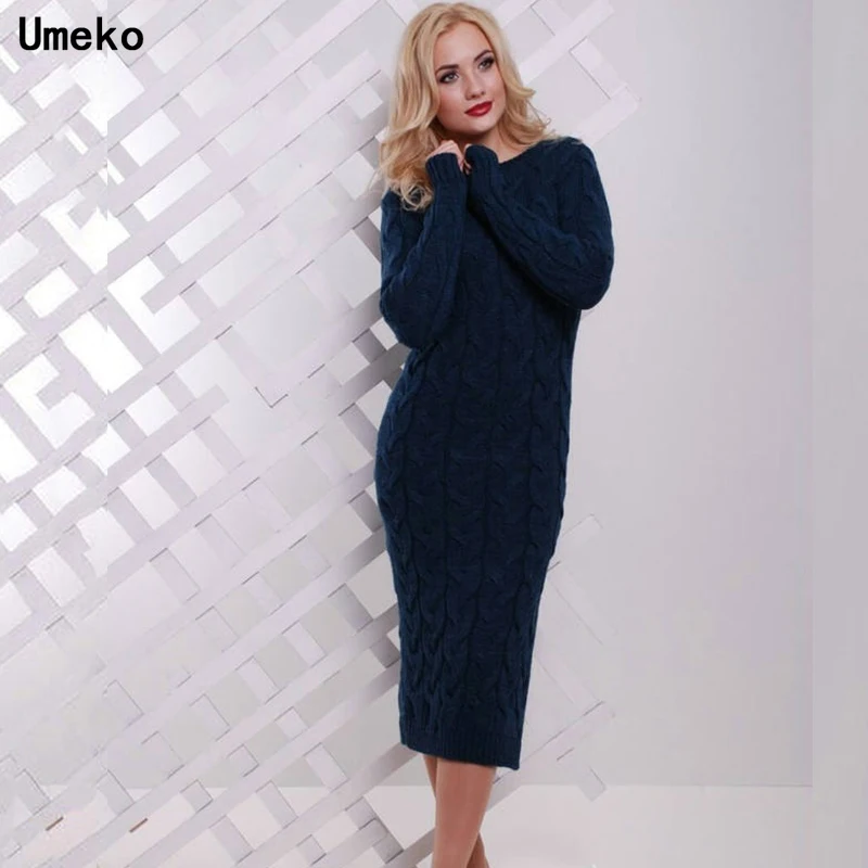Новинка 2019 осенне зимнее теплое платье свитер Umeko женское сексуальное облегающее