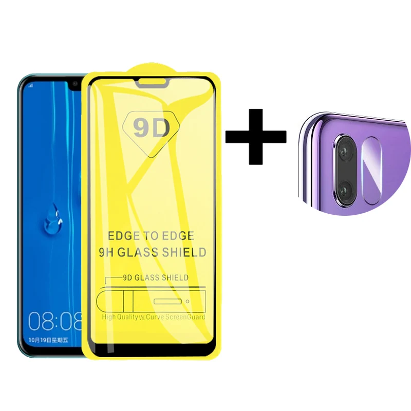 Front and Lens Film 2-в-1 9D объектив Защитная Стекло для huawei Y9 закаленное Стекло Экран Защитная пленка для huawei Y9 Камера защитная пленка huwai Y 9 защитное стекло - Цвет: Front and Lens Film