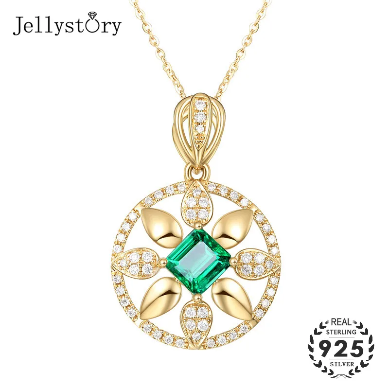 Ювелирные изделия Jellystory из серебра 925 пробы ожерелье с изумрудом цирконием