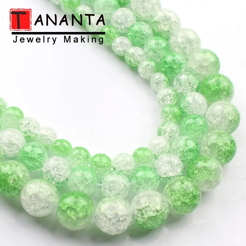 Бусины из натурального камня 6 8 10 мм зеленые белые треснувшие хрустальные бусины