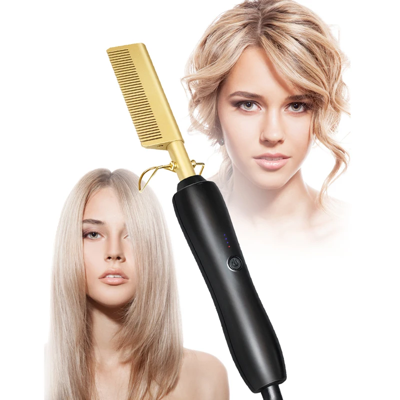 

3 in 1 Hair Straightener Hot Heating Comb Hair Curler Dry&Wet Hair Styler Comb Curling &Straightening Iron Hair Dryer Brush