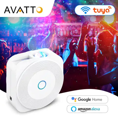 Смарт-проектор AVATTO Tuya с Wi-Fi, проектор со звездами и музыкой для празднивечерние НКИ, проектор с Туманностью для умного дома, работает с Google Home...
