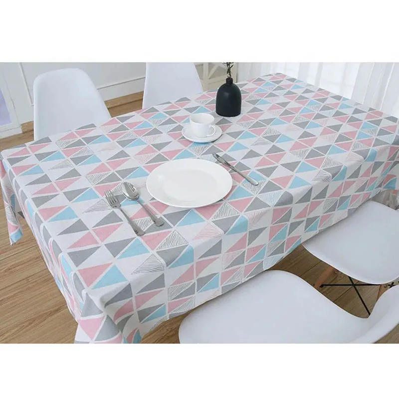 

Cotton Linen Wedding Party Table Cloth Rectangular Country Style Plaid Print Dining Table Cover Tablecloth Kitchen Home Decor