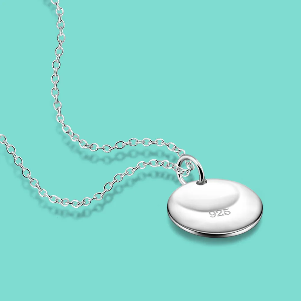 

Ожерелье из 100% стерлингового серебра 925 пробы, Классический круглый кулон на цепочке, привлекательные женские украшения, подарки, бижутерия...