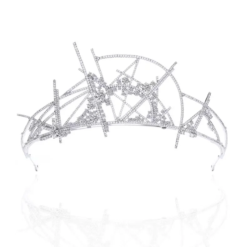 

EYER New Arrival Sparkly Cubic Zircon Wedding Tiaras And Crown Women Bridal Hair Accessories Evening Headdress Pageant Tiara