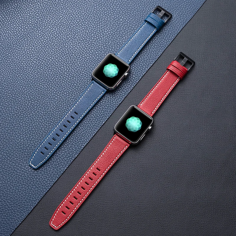 

Leather strap For Apple watch band 44mm 40mm 38mm 42mm 44 mm Genuine Leather watchband bracelet iWatch serie 6 5 4 3 se band