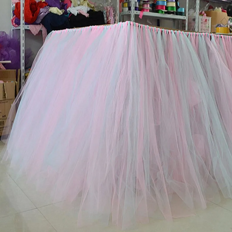 1pcs Pink DIY Tablecloth Yarn Tulle Table Skirt Wedding Party For Decoration Baby Shower Favors Home Textile New | Дом и сад