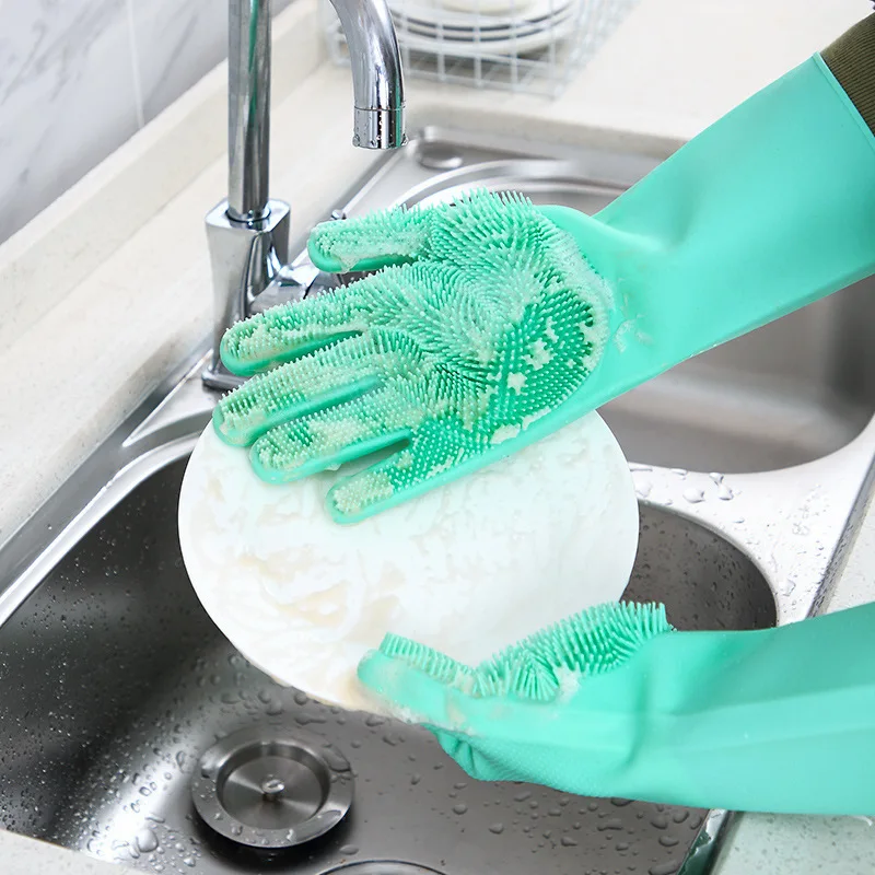 

Silicone Cleaning Gloves Multifunction Magic Silicone Dish Washing Gloves For Kitchen Household Silicone Washing 2pcs