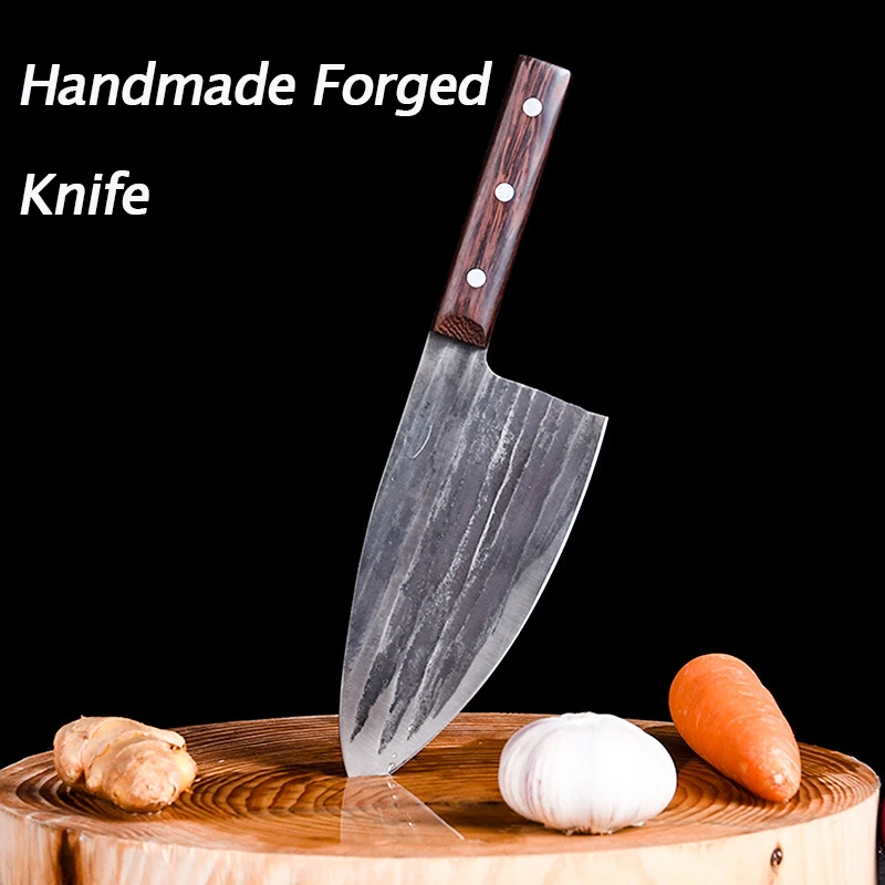 

Chef Cleaver Stainless Steel Hand-forged Meat Cleaver for Meat Slicing Kitchen Knife with Full Tang Handle Butcher Knife