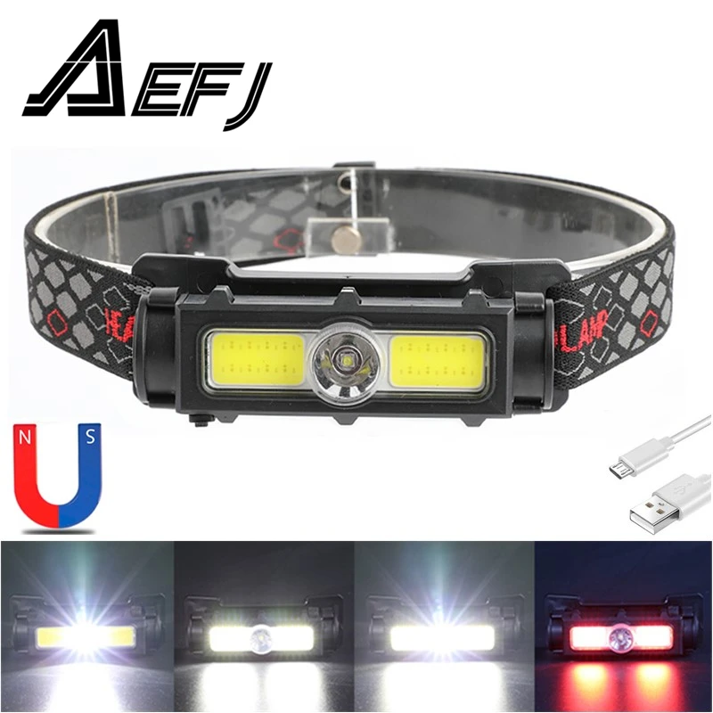 Waterproof XPG LED headlamp COB work light with magnet RED WHITE headlight built-in 18650 battery suit for fishing, camping