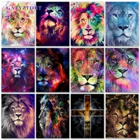 gatyztory animals paint by number canvas painting kits handpainted gift diy oil painting by numbers lion pictures home decor art