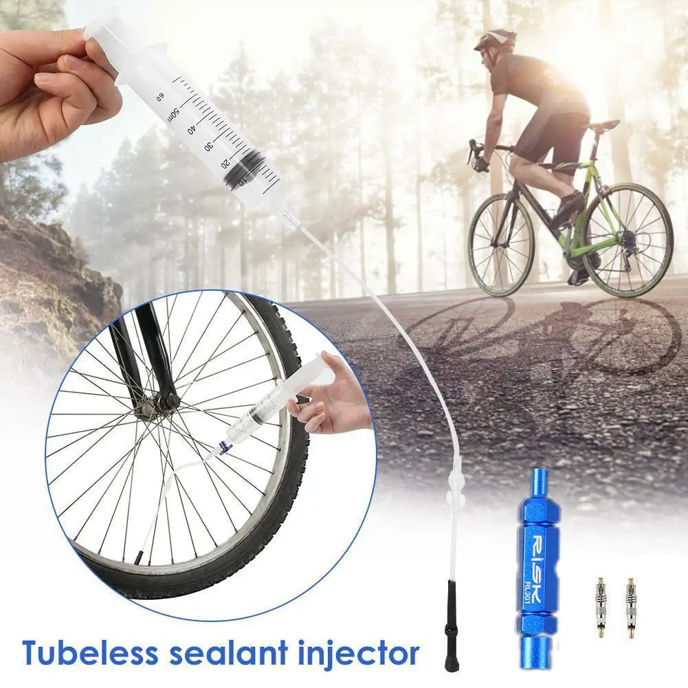 

MTB Bicycle Vacuum Tire Tube Repair Refilling Filling Fluid Hose Injection Tire Liquid Tool Syringe Set Bicycle Tubeless To M4X4
