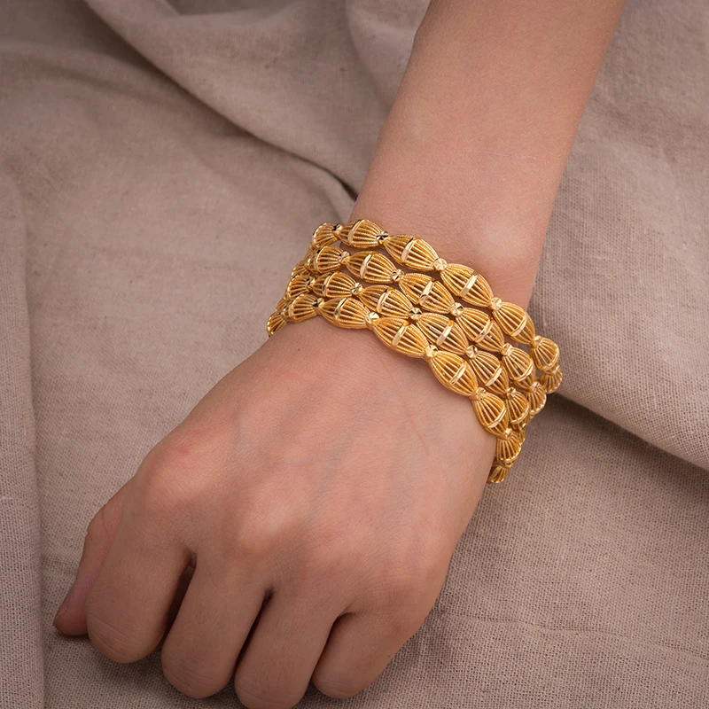 4 шт./лот 24K дубайский браслет-манжета золотого цвета браслет модные женские