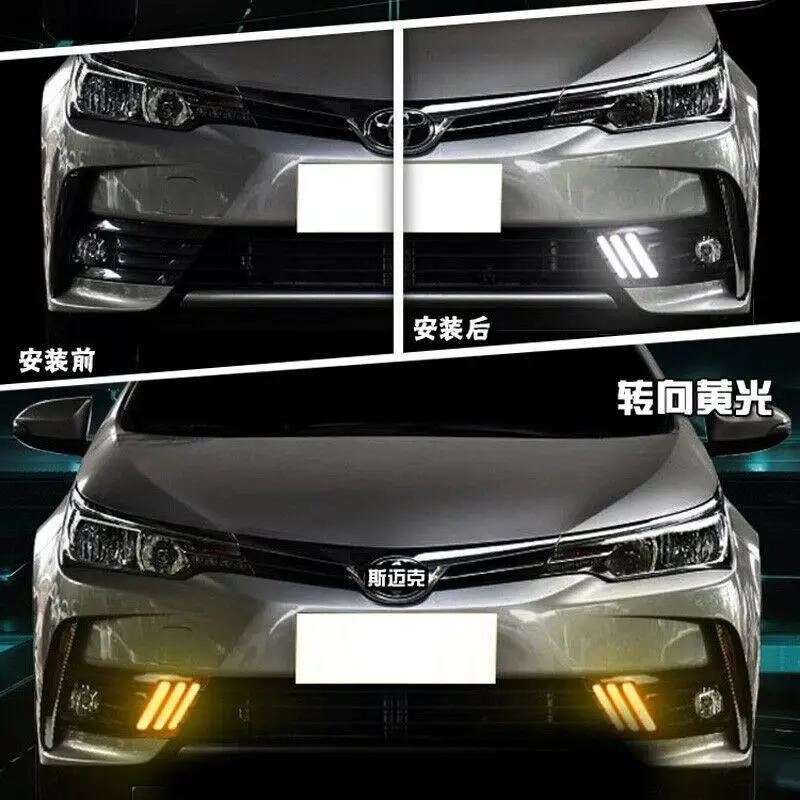 

Car LED Daytime Running Lights DRL / Yellow Turn Signal For Toyota Corolla 2017-