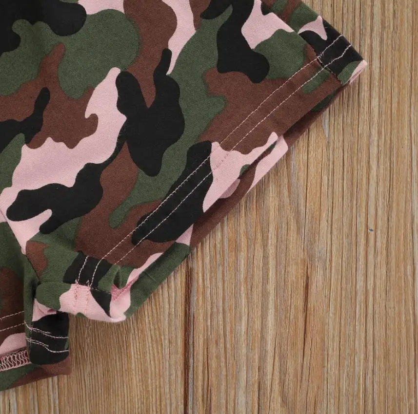 

Children's Clothes Kids Summer 2PCS Baby Girls Camouflage Clothes Set Letter Print Sleeveless O-neck Cropped Tops Short Pants