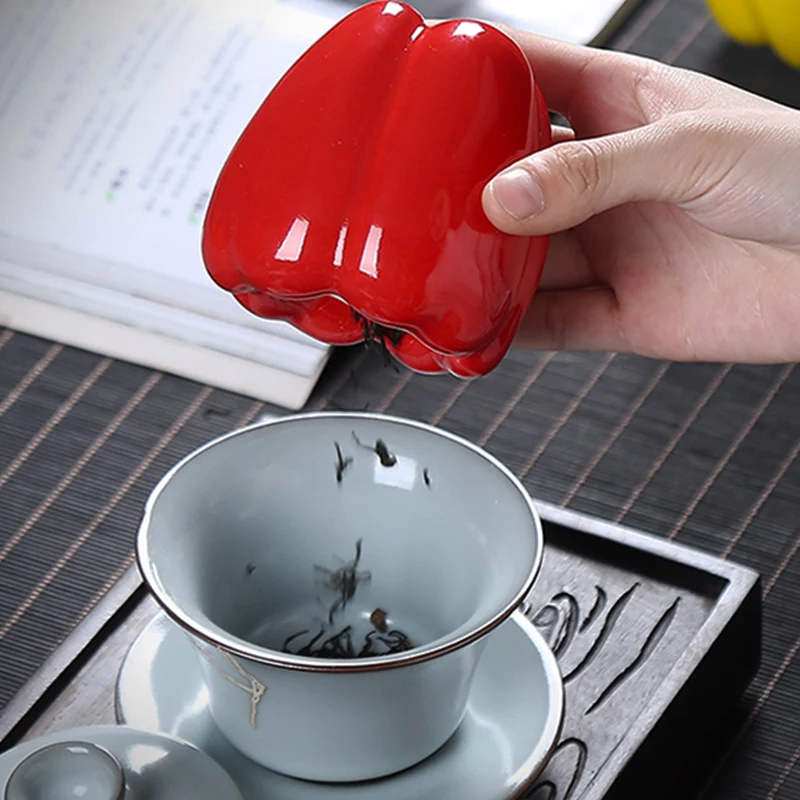 Китайский керамический чай кунг фу Цветной глянцевый контейнер для хранения с