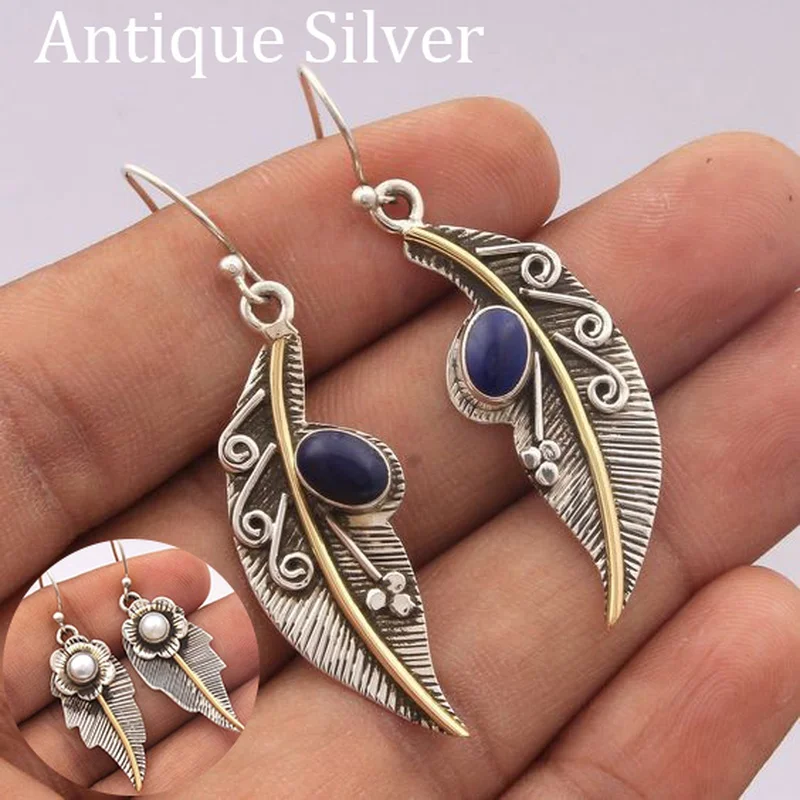 

Simple Trend Bohemian Earrings for Women Boucle D'oreille Vintage Metal Silver Dangle Earrings Unique Artificial Pearl Jewelry