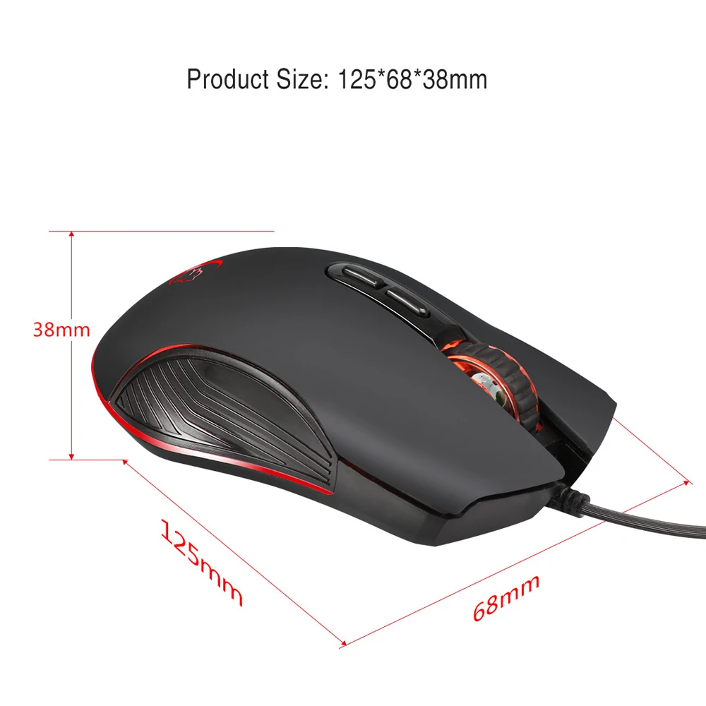 

YWYT Wired Mouse 4 Colors Glow 800/1200/1600/2400 DPI Desktop G830 7 Keys Gaming Mouse for Mac OS Windows 7/8/10/2000