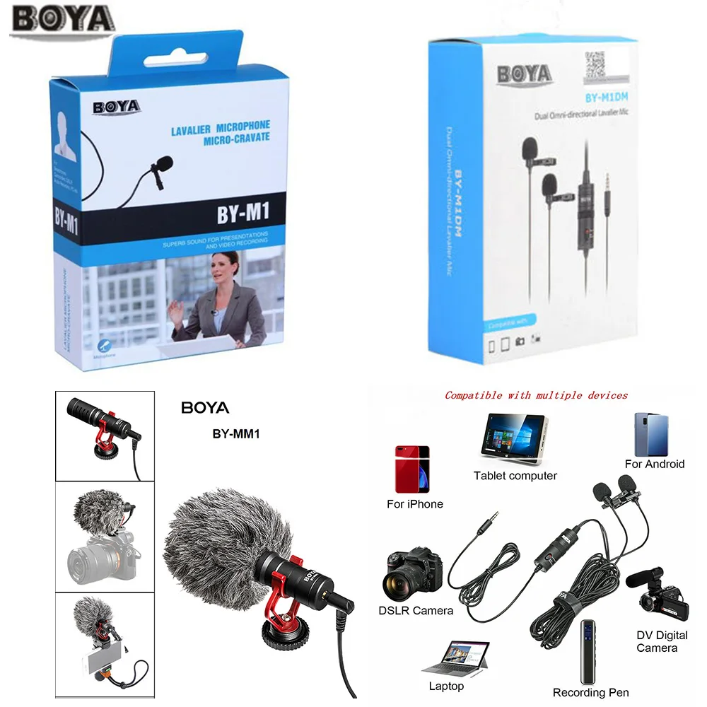 BOYA BY M1 M1DM MM1 + двойной всенаправленный петличный микрофон короткий видеомикрофон