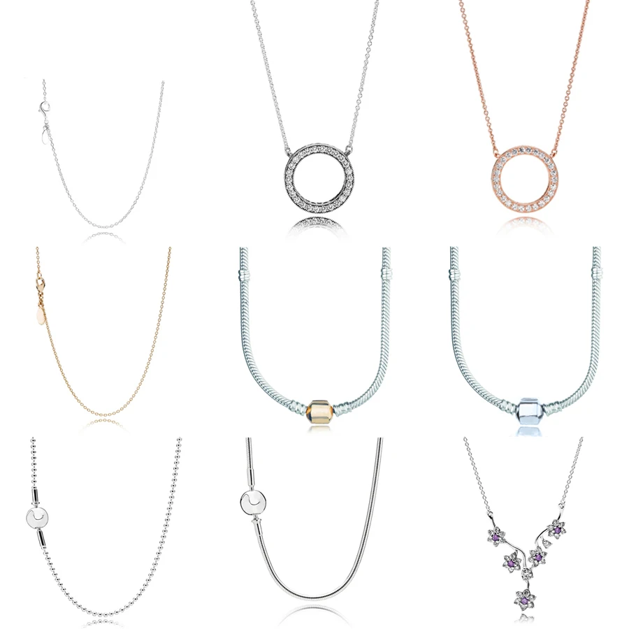 

2019 NEW 100% 925 Sterling Silver Snake Chain Necklace Fit Charm beads For Women Fashion Jewelry DIY bracelet Factory wholesale