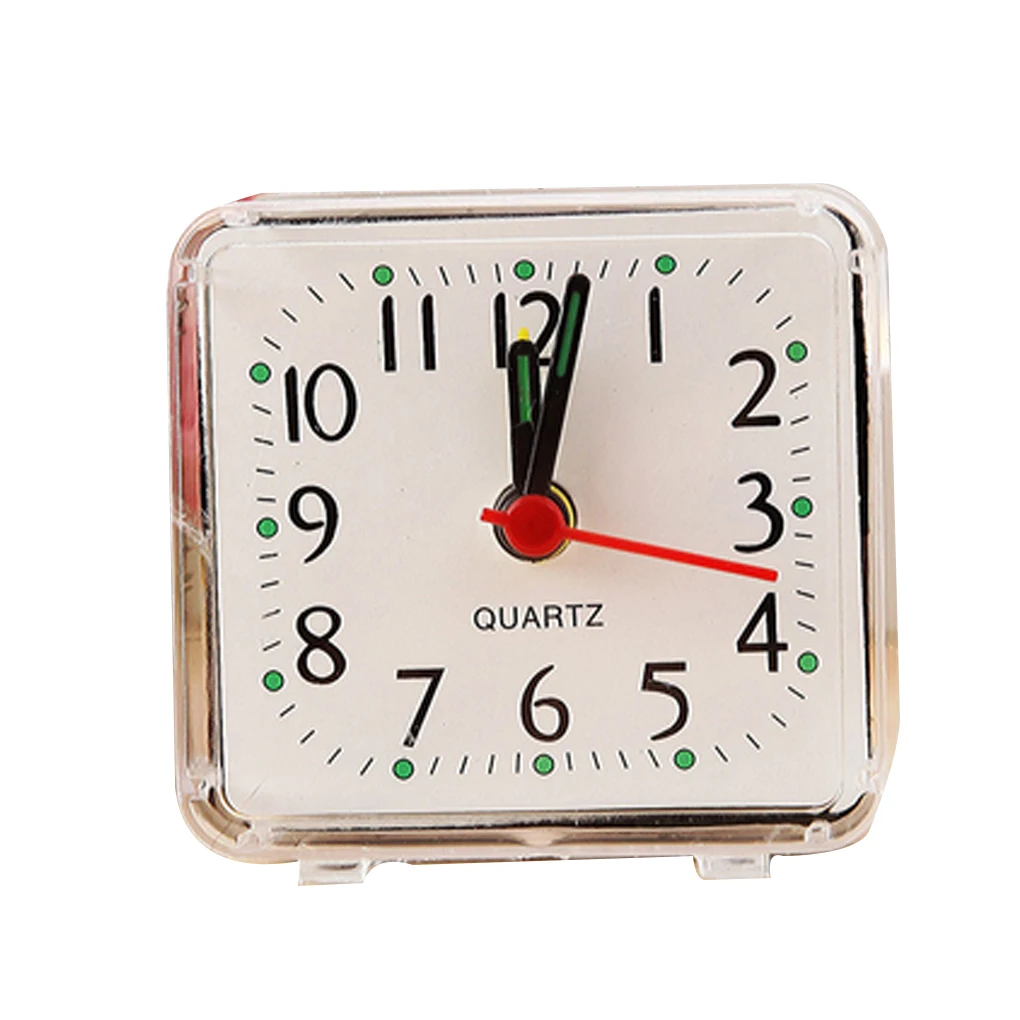 Square Small Bed Alarm Clock Transparent Case Compact Travel Cute Portable Children Student Table Desk | Дом и сад