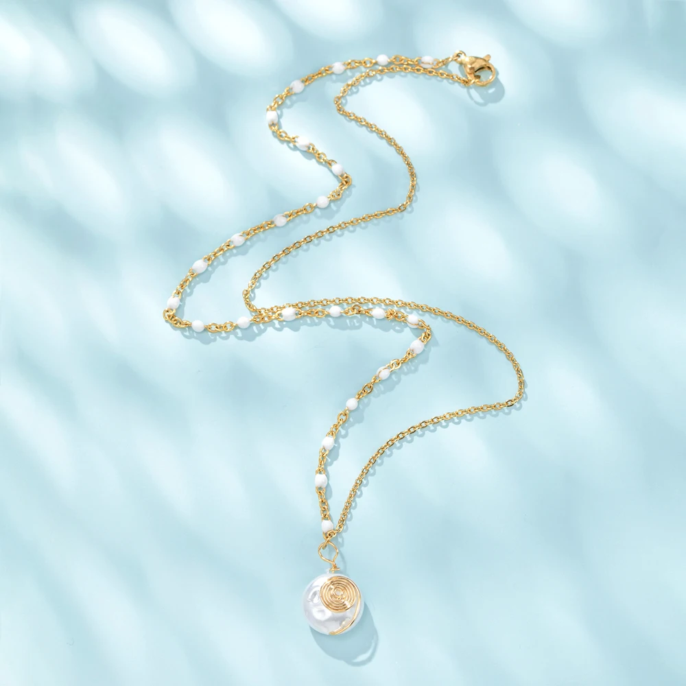 

Legenstar Trendy Pearl Around Copper Necklace For Women Gold Color Chain Necklace femme Drop Necklace Valentine's Day Jewelry