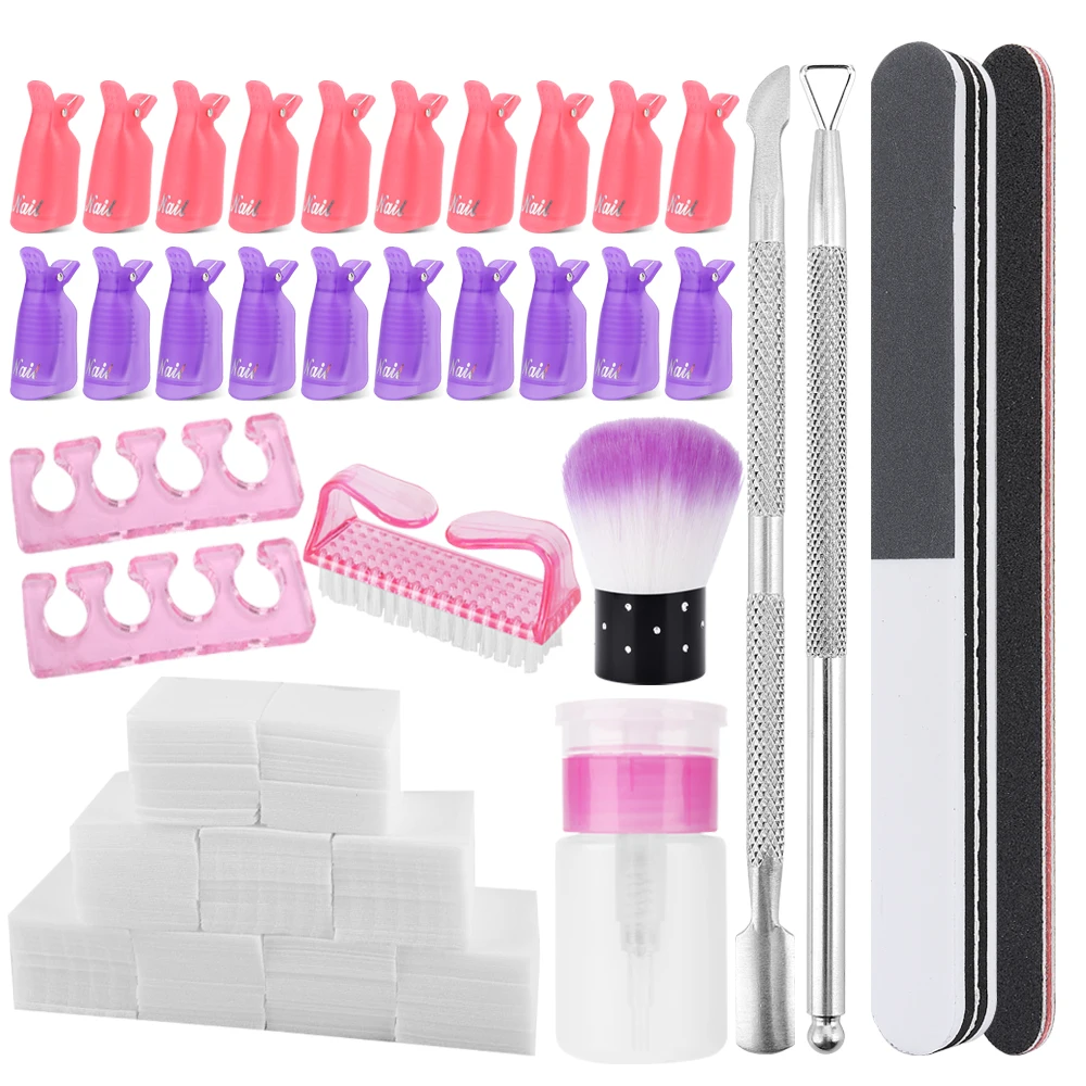 

Nail Polish Remover Tool Soak Off UV Gel Cap Clip Wrap Tools Cuticle Pusher Cotton Nail Clean Pedicure Nail Care Tool