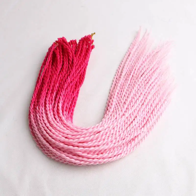 ombre pink Роскошные косички для плетения, 24 дюйма, Омбре, Сенегальские скрученные волосы, вязанные крючком косички, 24 корня/упаковка, синтетические косички для женщин, серые, розовые - Цвет: ombre pink