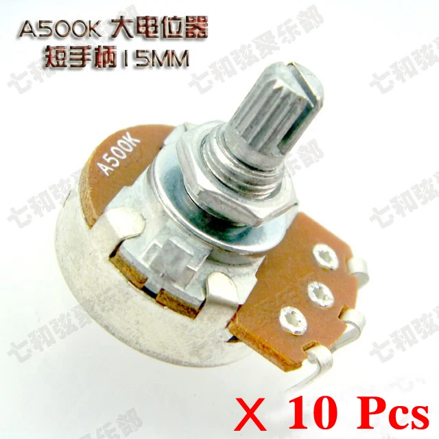 

Full Size 10 Pcs A500K Short Split shaft 15mm ELectric Guitar Bass Volume Tone Pots Potentiometer