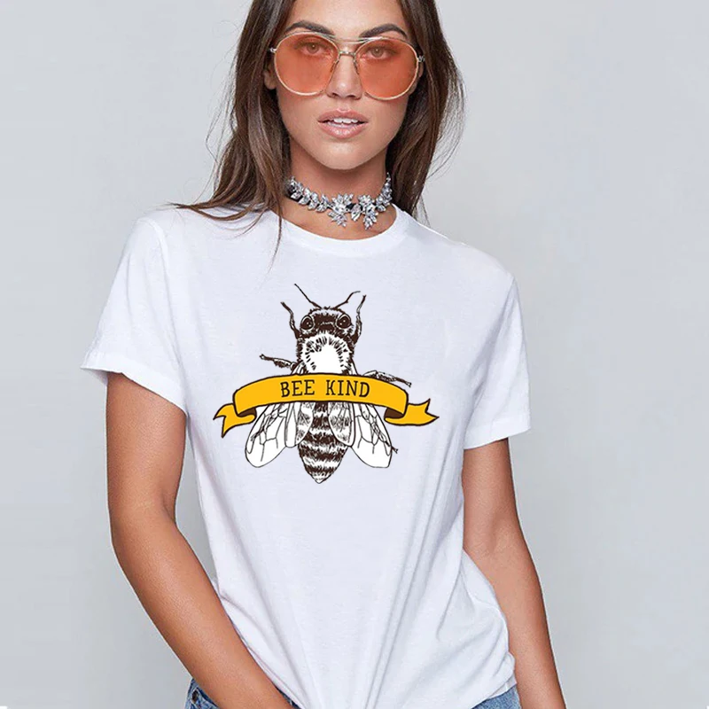 BEE kind Print t shirt for women 2020 new fashion tshirt femme Camiseta dibujos animados O-Neck vogue |