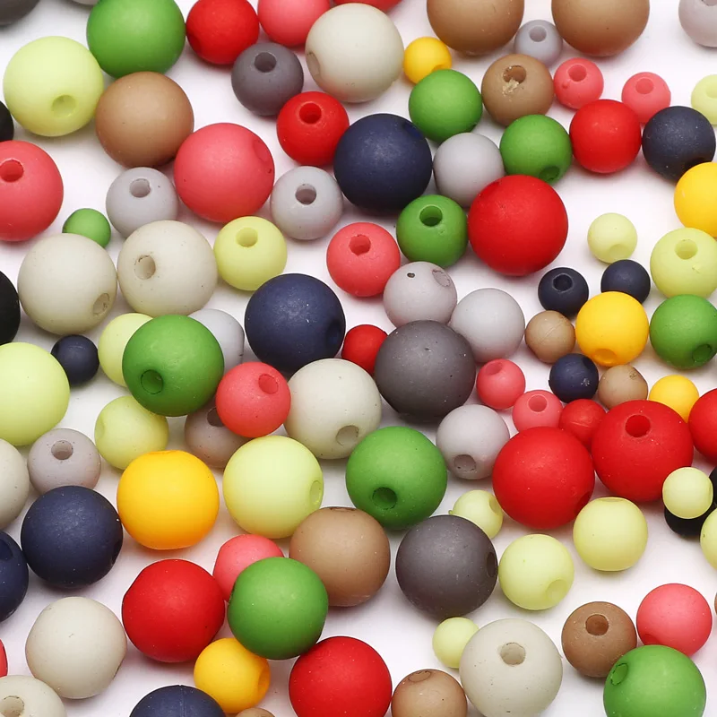 

4/6/8mm Dack Colors Acrylic Beads Frosten Round Beads Loose Spacer Beads For Jewelry Making DIY Handmade Necklace Bracelet