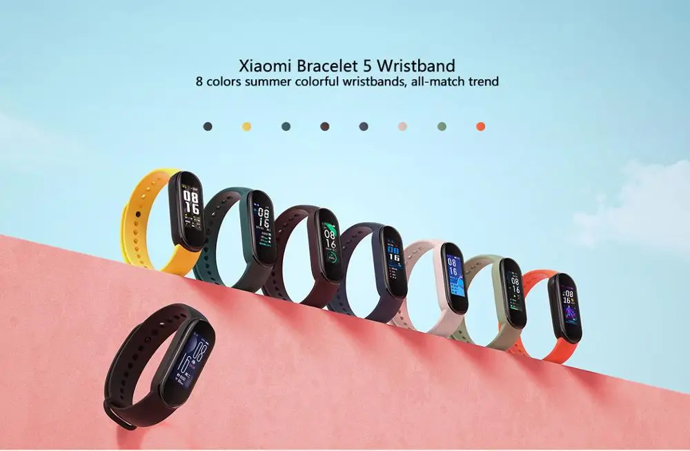 100% оригинальный силиконовый ремешок для Xiaomi mi band 5 черный Mi band5 сменный на