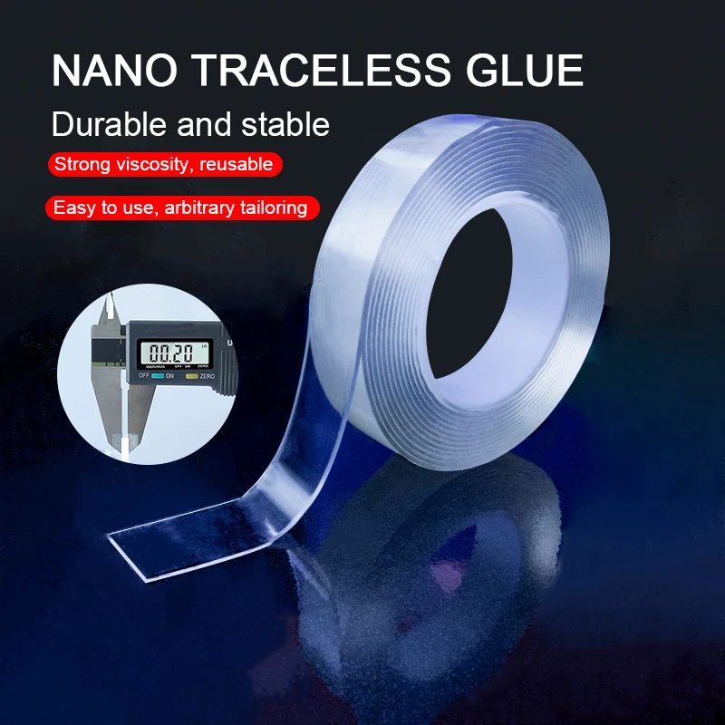 

Nano Non-Marking Double-Sided Transparent Tape High Viscosity Magic Non-Marking Glue No Trace Hundred Times Nano-Adhesive c