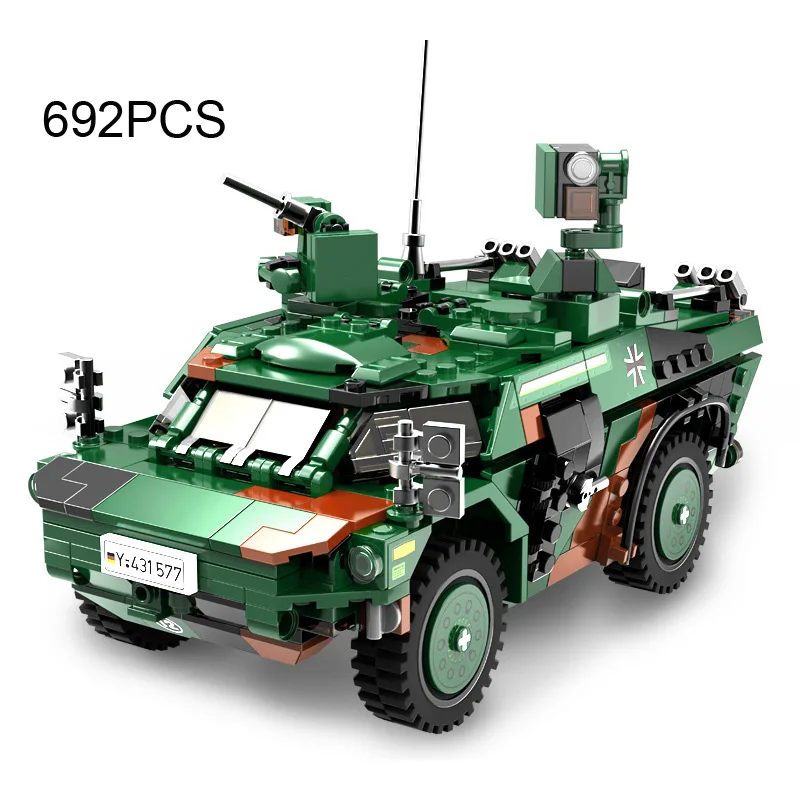 Modern military germany Fennek Armored reconnaissance vehicle batisbricks building block ww2 brick toy collection for boys | Игрушки и
