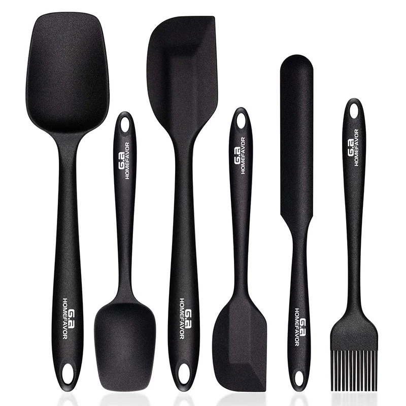 6 Pcs Kitchen Utensils Set Kitchenware Spatula Spoon Scraper Brush BBQ Tools Silicone Baking Cooking Cake Accessories | Дом и сад