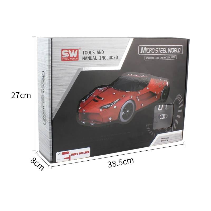 597 шт. 1:16 из нержавеющей стали RC спортивный автомобиль строительный блок DIY Небольшие частицы строительные наборы подарок SW(RC)-003
