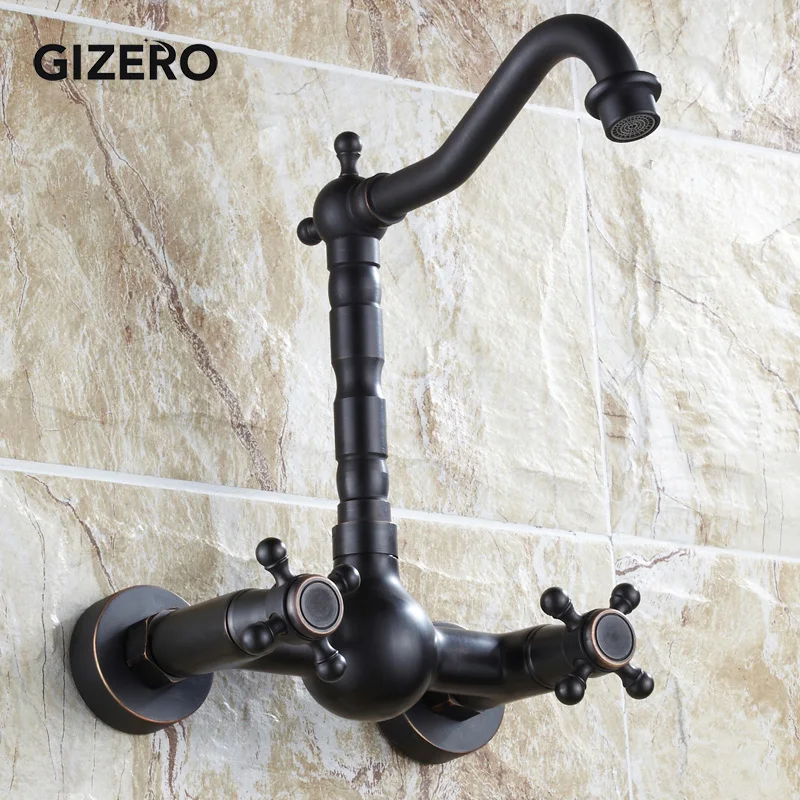 

Kitchen Mixer Faucet Wall Mounted Dual Handle Antique Copper Finish Bathroom hot&cold swivel mixer torneira cozinha ZR184