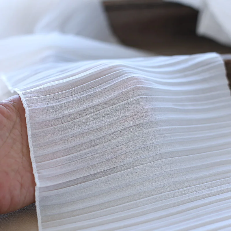 18 см широкая белая мягкая жемчужная шифоновая плиссированная кружевная ткань