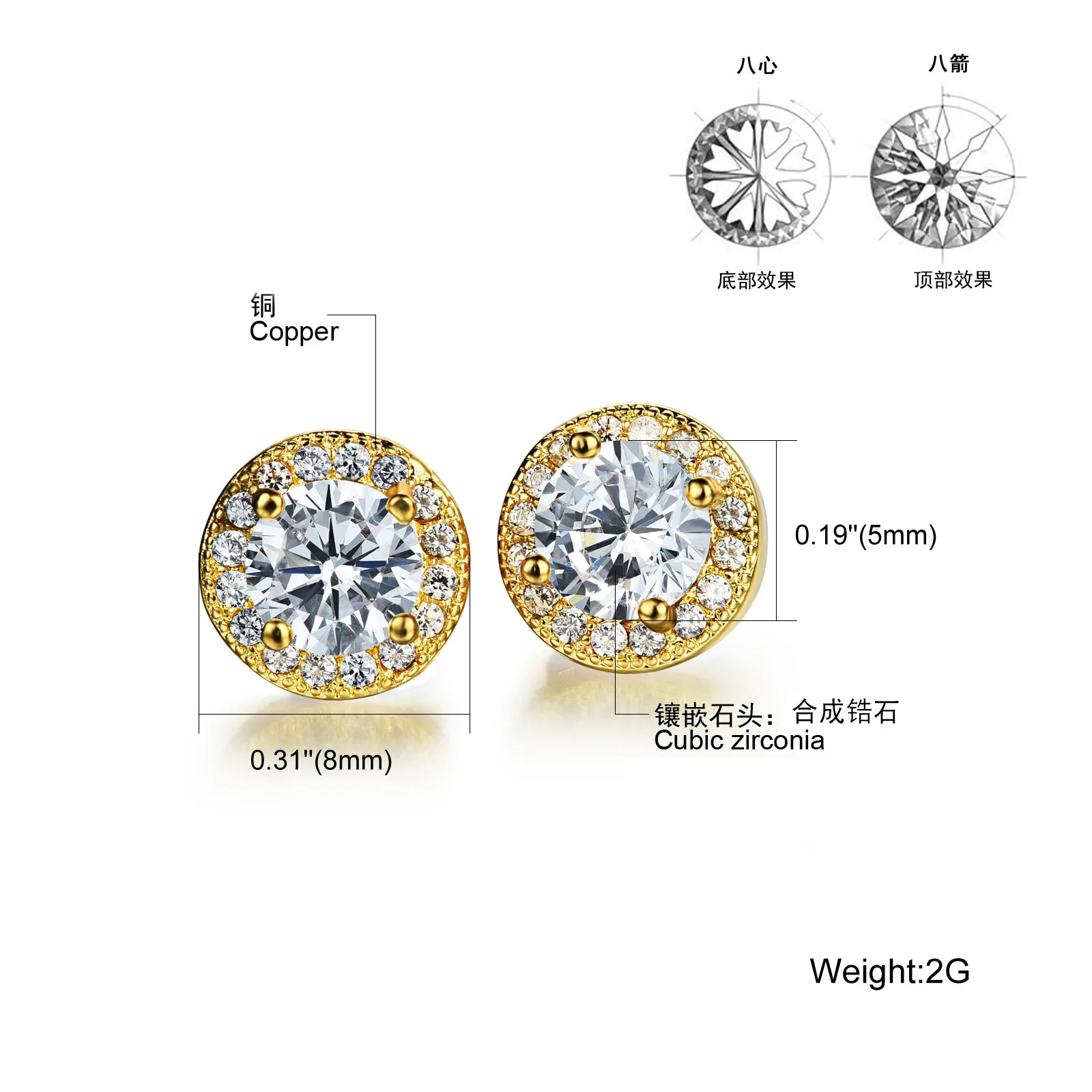 

CH-1498 Gypsophila flowers zircon ladies earrings rhodium-plated round micro-inlaid earrings Korean jewelry wholesale