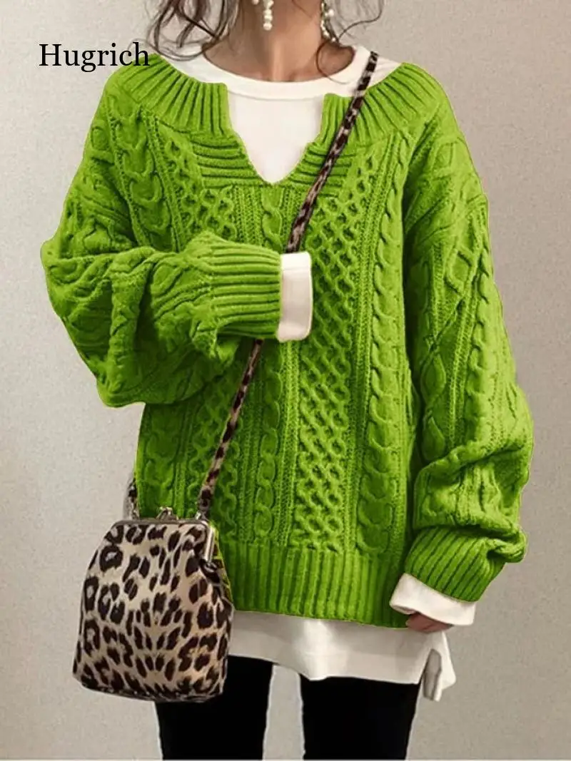 

Женский свитер с длинным рукавом, пуловер, толстый теплый Повседневный пуловер с круглым вырезом, Осень-зима 2021