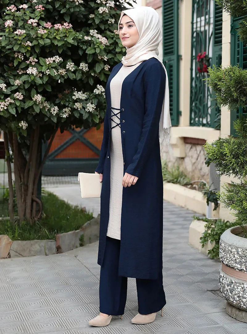 Элегантный костюм из трех предметов комплекты для мусульман богослужение платье