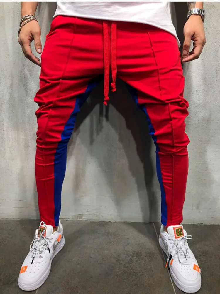 

Autumn and winter men's sports trousers high street fashion color matching straight trousers men's trousers casual pants