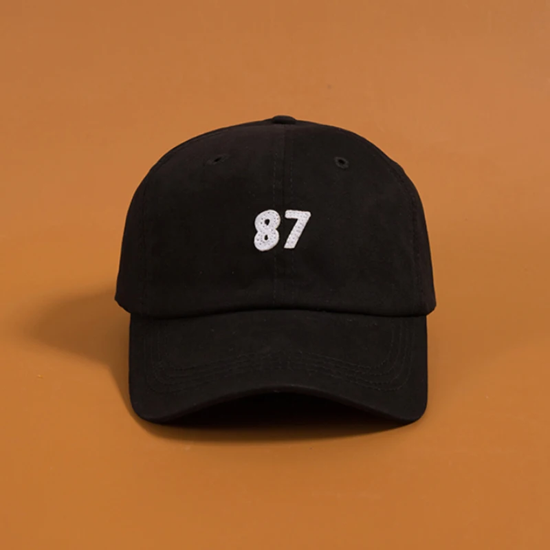 Unisex Baseball Cap 87 Embroidered Couple Cap Snapback Bone Black Dad Hats
