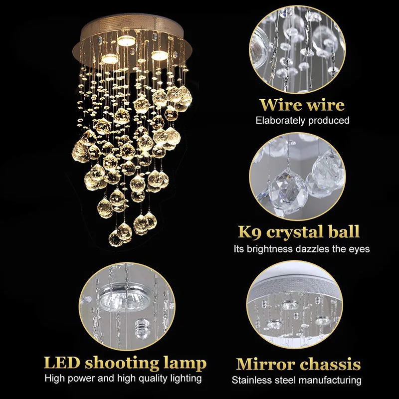 Хрустальная люстра мини привлекательный верхний светильник круглый кристалл