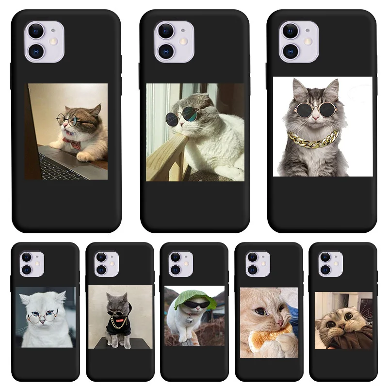 

Cute kitten Black Fashion Phone Case For iPhone11 11Pro ProMax Case Silicone Soft Colorful TPU Shell For Apple iPhone11 Pro Case