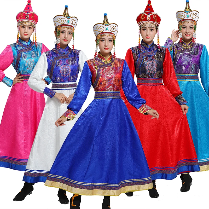 Vintage Robe festival Stage wear Mongolian tibet style gown for women princess Cosplay Costume asia ethnic clothing