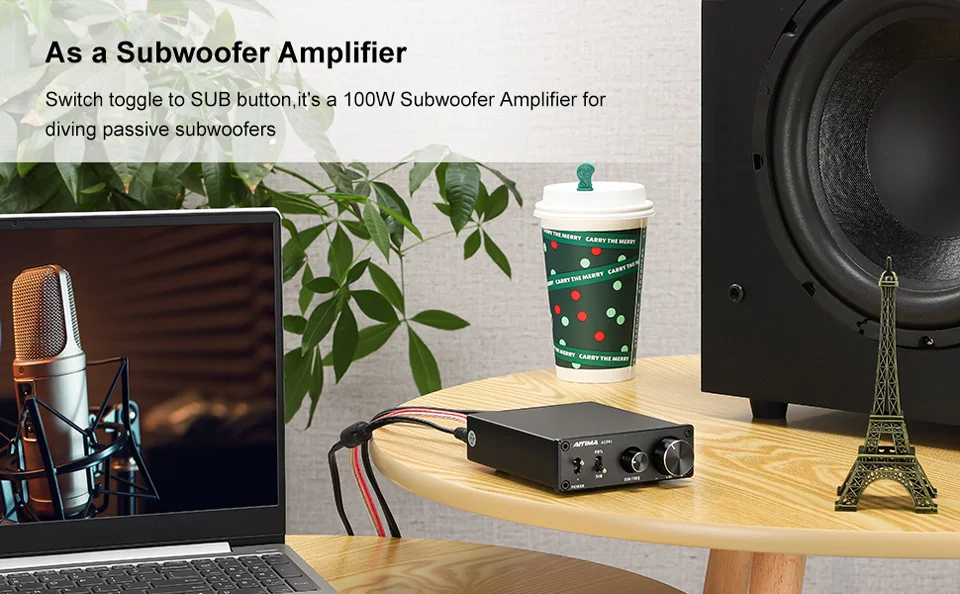 Aiyima tpa3116d2 subwoofer amplificador 100w mono som