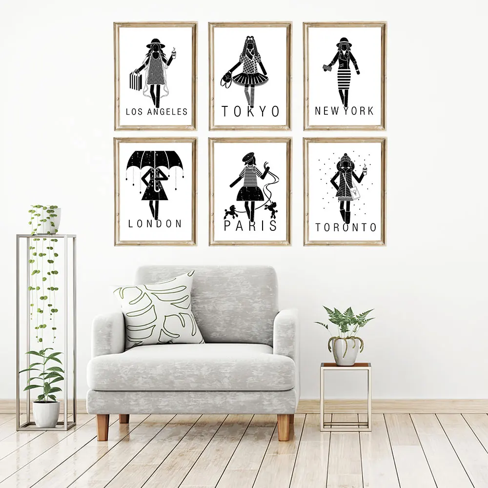 Дорожный набор из 6 предметов с черно белым принтом городских принтов для модной