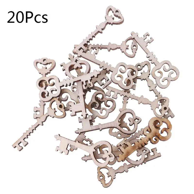 20 шт. Лазерная Резка деревянных ключей украшение деревянная форма Свадебный