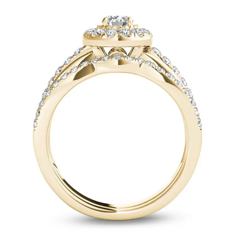 14K желтое золото цвет кольцо натуральный белый 2 карат Moissanite ювелирные изделия